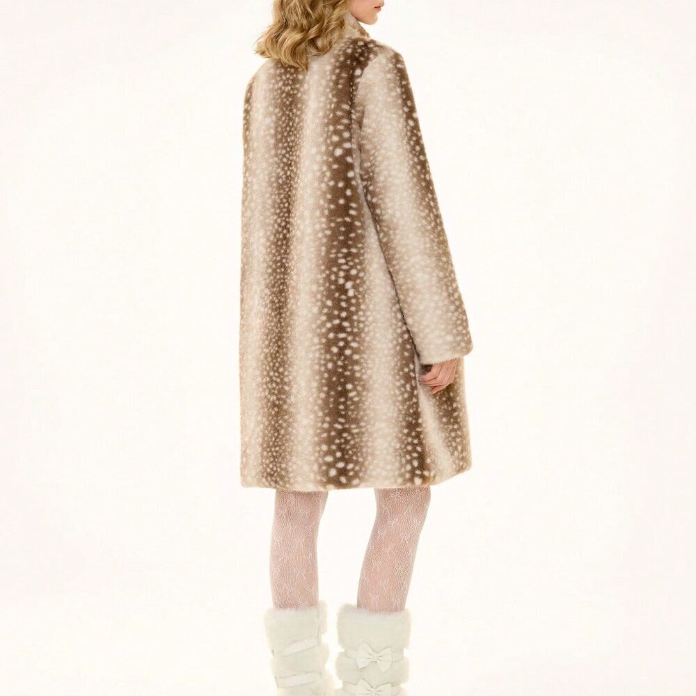 Multicolor Casual Women's Holiday Faux Fur Jacket - Picture 2 of 6